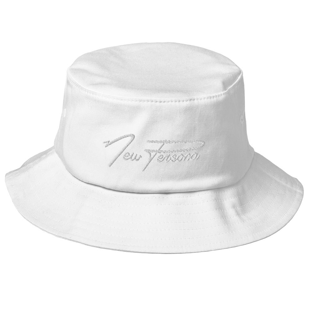 Old School White Bucket Hat