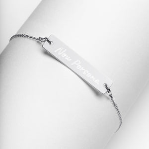 Engraved Silver Bar Chain Bracelet